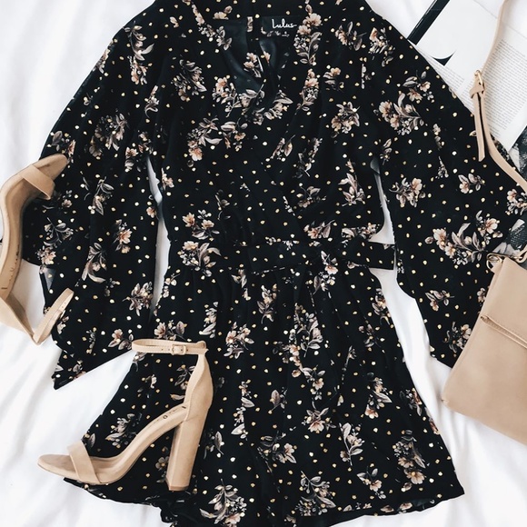 Lulus Dresses & Skirts - NWT LULU'S MIDNIGHT VOYAGE BLACK PRINT ROMPER